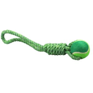 Ultra Fresh Teeth And Breath Single Ball Pitcher Toss Throw Rope With Handle Toy For Dogs 39cm